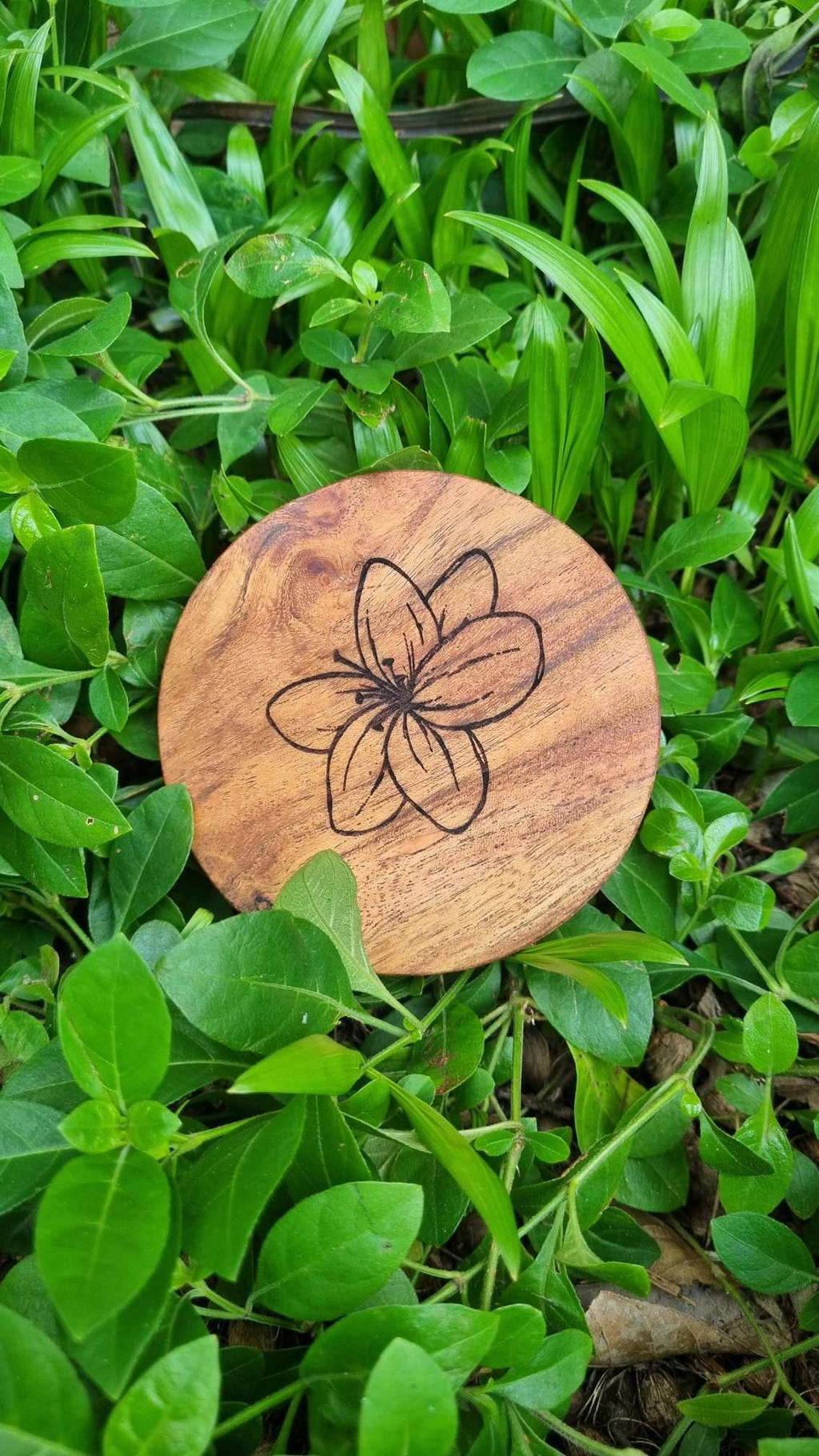 FLOWER Acacia Wood Laser Engraved Custom Coasters