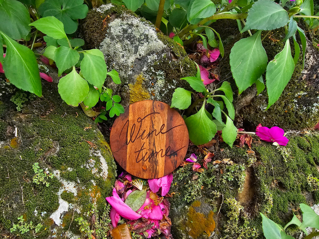 WINE & VODKA Acacia Wood Laser Engraved Custom Coasters