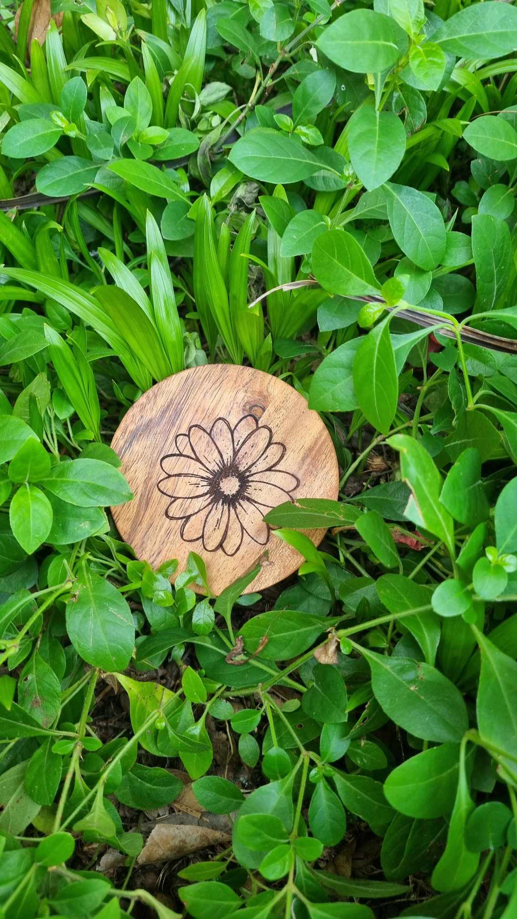 FLOWER Acacia Wood Laser Engraved Custom Coasters