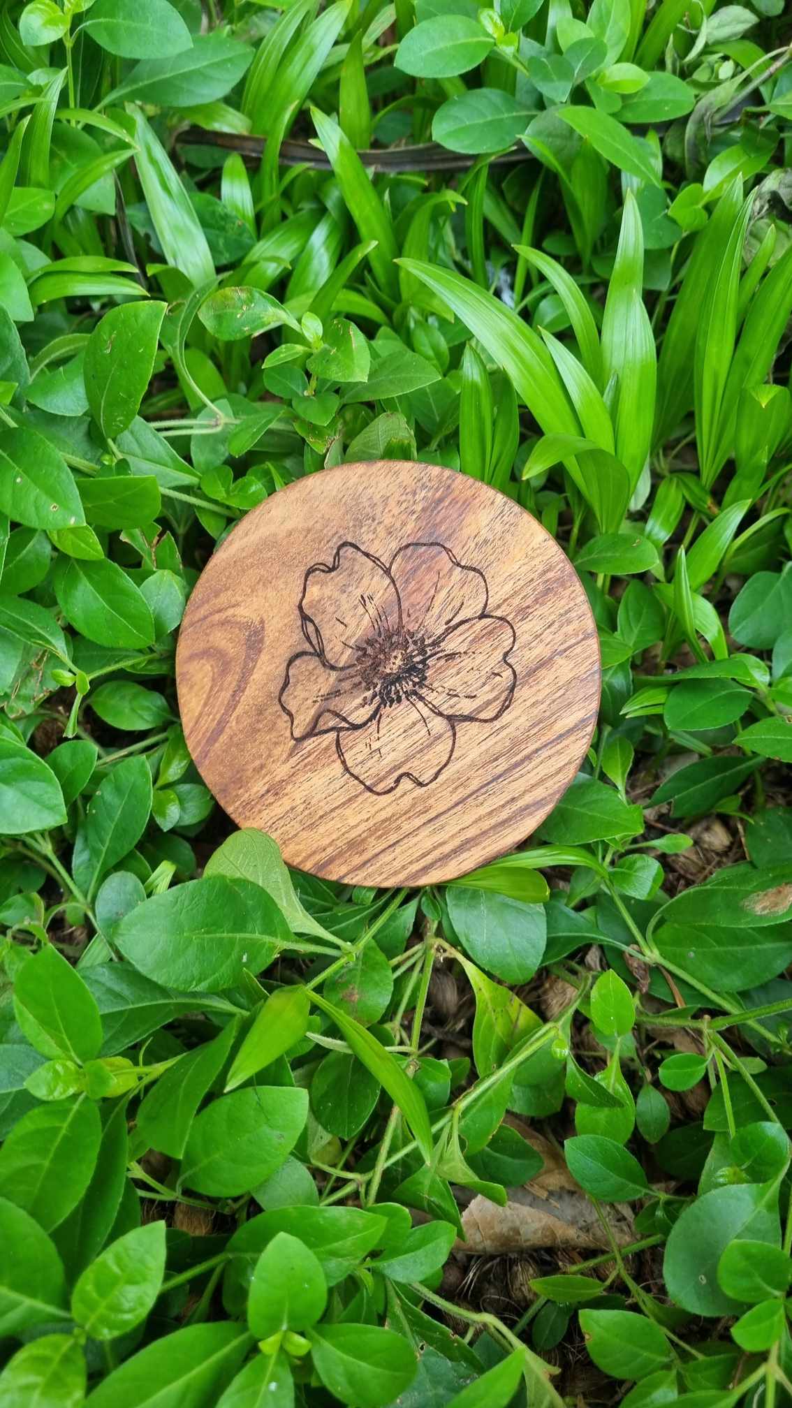 FLOWER Acacia Wood Laser Engraved Custom Coasters