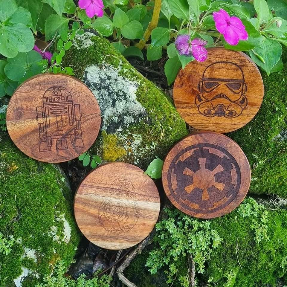 STARWARS Acacia Wood Laser Engraved Custom Coasters