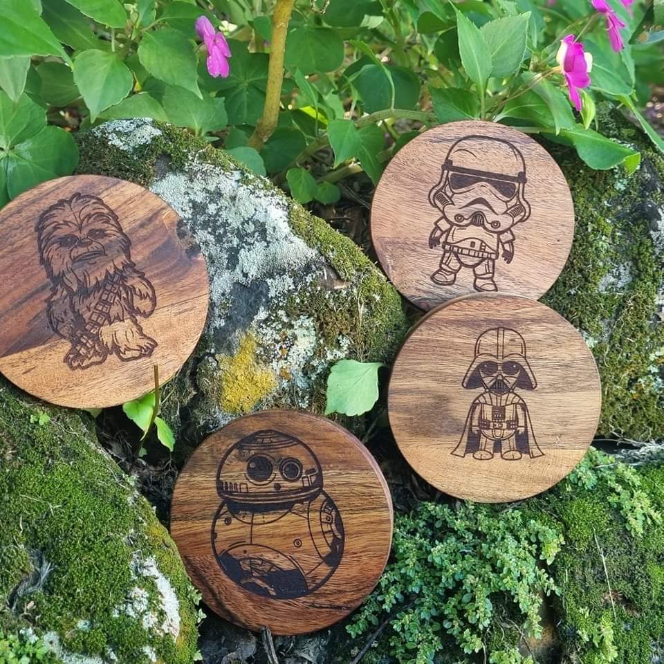 STARWARS Acacia Wood Laser Engraved Custom Coasters