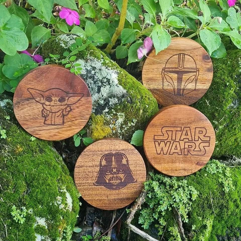 STARWARS Acacia Wood Laser Engraved Custom Coasters