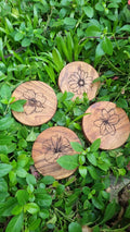 FLOWER Acacia Wood Laser Engraved Custom Coasters