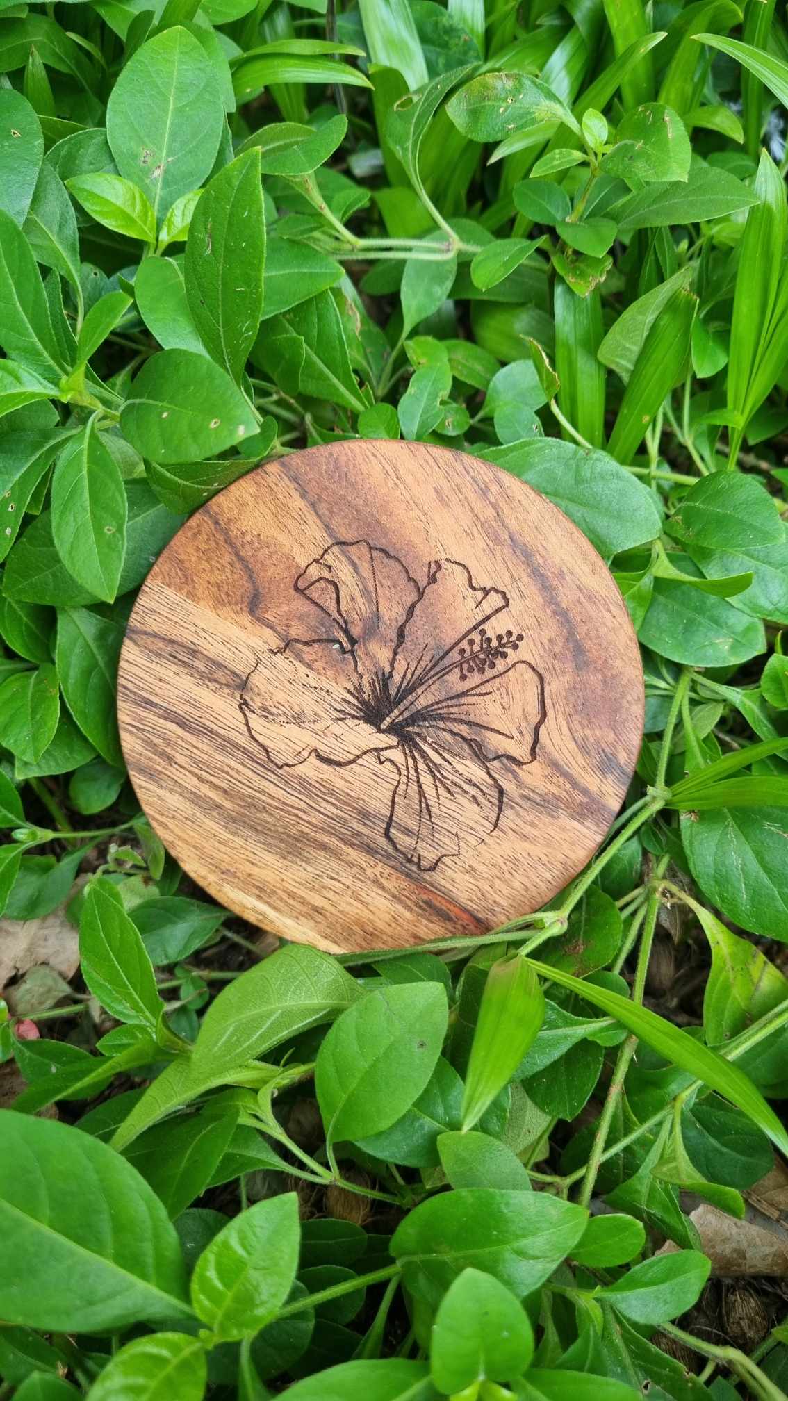 FLOWER Acacia Wood Laser Engraved Custom Coasters