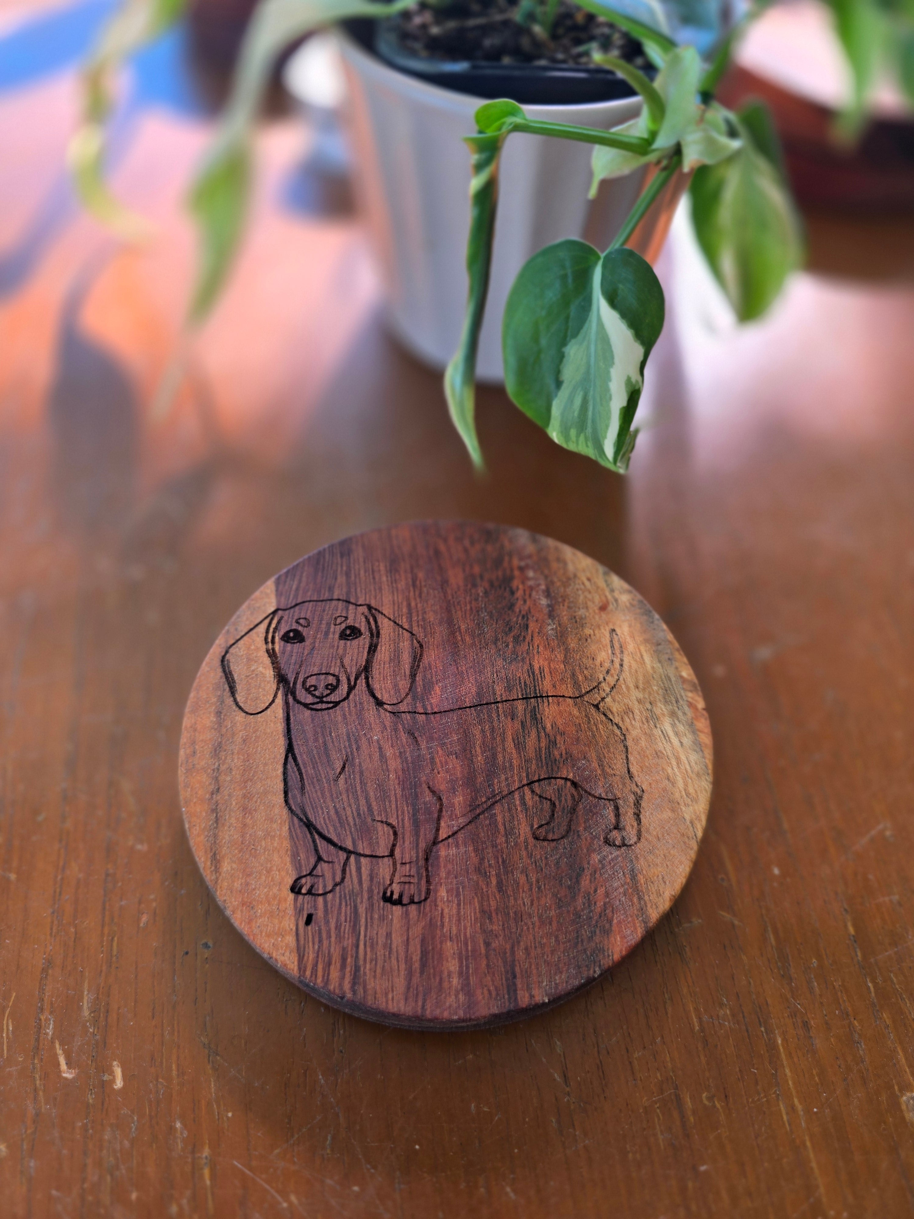 DOG Acacia Wood Laser Engraved Custom Coasters